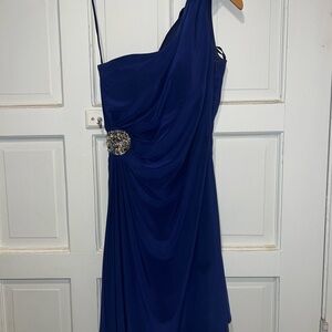 Adrianna Papell Royal Blue One-Shoulder Dress